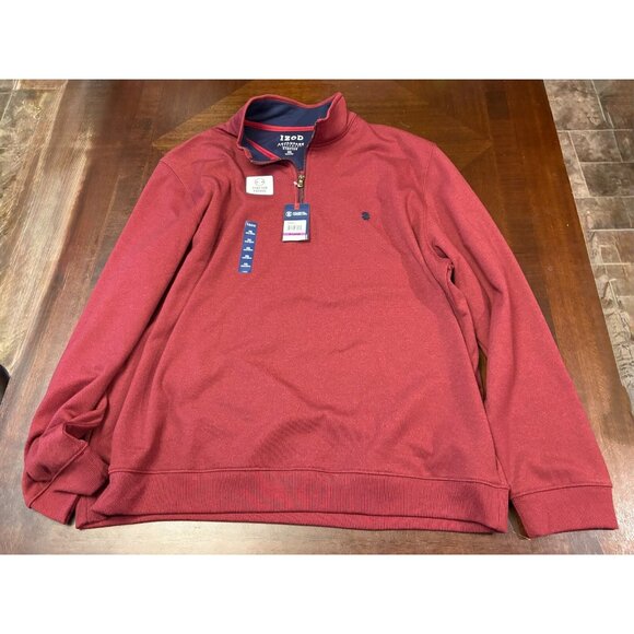 IZOD Men’s Fleece Quarter Zip Men's Pullover XXL Advantage Performance Burgundy - Picture 3 of 9